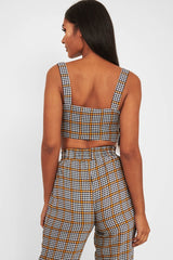 Mustard Houndstooth Crop Top Cuffed Trousers Co-Ord - Kila