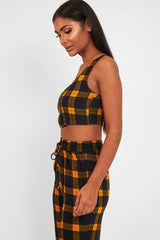 Mustard Tartan Crop Top Cuffed Trousers Co-Ord - Kila