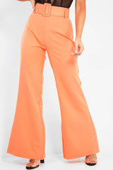 Orange Tailored Wide Leg Belted Trousers - Chenelle