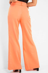 Orange Tailored Wide Leg Belted Trousers - Chenelle