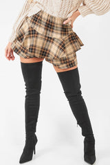 Brown Tartan Frill Hem Skort - Maren