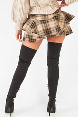 Brown Tartan Frill Hem Skort - Maren