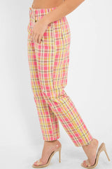 Pink Check High Waist Jeans - Tarryn