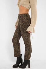 Leopard Print High Waist Denim Jeans - Lorine