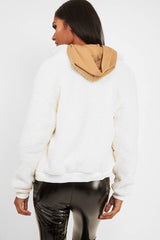 Cream Borg Zip Front Jacket - Danyelle