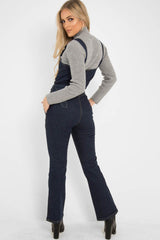 Dark Wash Flare Leg Denim Jumpsuit - Maryclaire