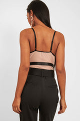 Black Nude Lace Mesh Bodysuit - Orielle