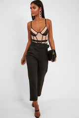 Black Nude Lace Mesh Bodysuit - Orielle
