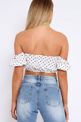 White Polka Dot Crop Top - Sanari