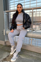 Light Grey Corset Crop Top Joggers Co-ord - Daisy