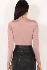 Mauve Harness Choker Long Sleeve Bodysuit - Sandra