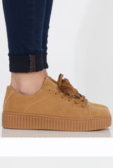 Camel Suede Gum Sole Creepers - Sandy
