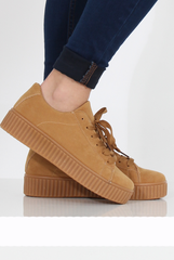 Camel Suede Gum Sole Creepers - Sandy