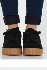 Black Suede Gum Sole Creepers - Sandy