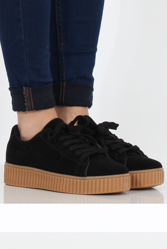Black Suede Gum Sole Creepers - Sandy