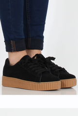Black Suede Gum Sole Creepers - Sandy