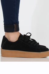 Black Suede Gum Sole Creepers - Sandy