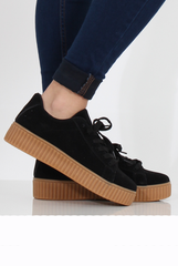 Black Suede Gum Sole Creepers - Sandy