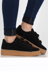 Black Suede Gum Sole Creepers - Sandy