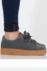 Grey Suede Gum Sole Creepers - Sandy