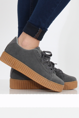 Grey Suede Gum Sole Creepers - Sandy