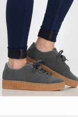 Grey Suede Gum Sole Creepers - Sandy