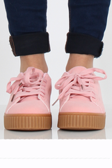 Pink Suede Gum Sole Creepers - Sandy