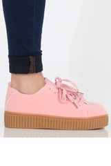 Pink Suede Gum Sole Creepers - Sandy