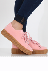 Pink Suede Gum Sole Creepers - Sandy