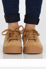 Camel Suede Gum Sole Creepers - Sandy