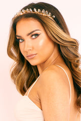 Rose Gold Crystal Crown Headband - Naiya