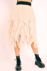 Stone Layered Tulle Midi Skirt - Laveta