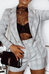 Hounds-tooth Tailored Blazer and Shorts Co-ord - Catie