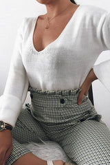 Black Green Check Frill Detail Trousers - Bristal