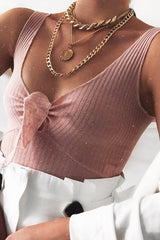 Light Pink Detail Tie Extreme Cropped Top - Trista