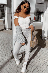 Grey Belted Tailored Trousers - Celena