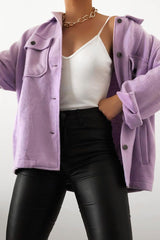 Lilac Pocket Oversized Brushed Shacket - Caley