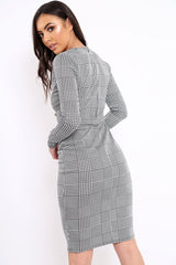Hound-Tooth Button Detail Blazer Midi Dress - Sariah