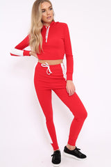 Red Tracksuit with White Stripe - Sascha