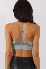 Grey Blue Lace Harness Bralet - Saskia