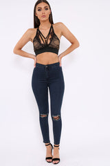 Black Lace Harness Bralet - Saskia