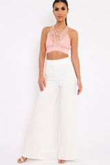 Dusty Pink Lace Harness Bralet - Saskia