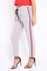 Grey Trousers with Red Blue and White Side Stripe - Savanna