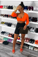 Neon Orange Asymmetric Crop Top - Nicki