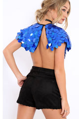 Blue Big Disc Sequin Cape - Lizzie