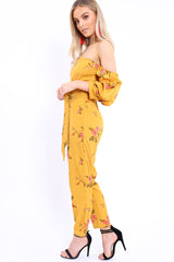 Mustard Bardot Open Back Jumpsuit - Serenity