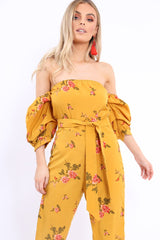 Mustard Bardot Open Back Jumpsuit - Serenity