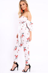 White Bardot Open Back Jumpsuit - Serenity