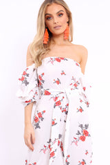 White Bardot Open Back Jumpsuit - Serenity