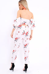 White Bardot Open Back Jumpsuit - Serenity